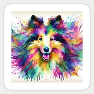 Abstract painting of a Sheltie Dog Sticker